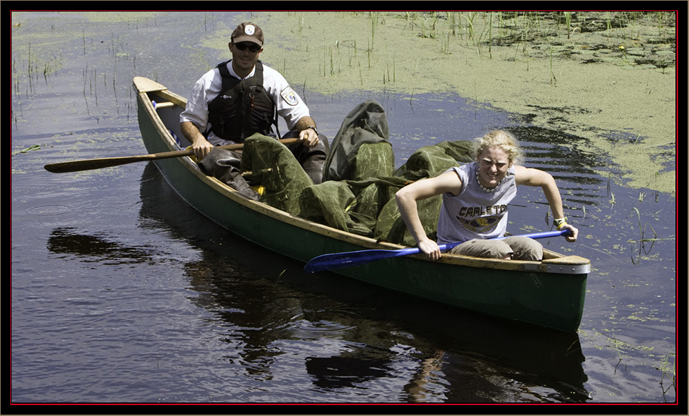 Steve & Clare with Bio-control Beetles - Carlton Pond Waterfowl Production Area