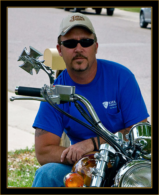 Kelley Ray on his Motorcycle