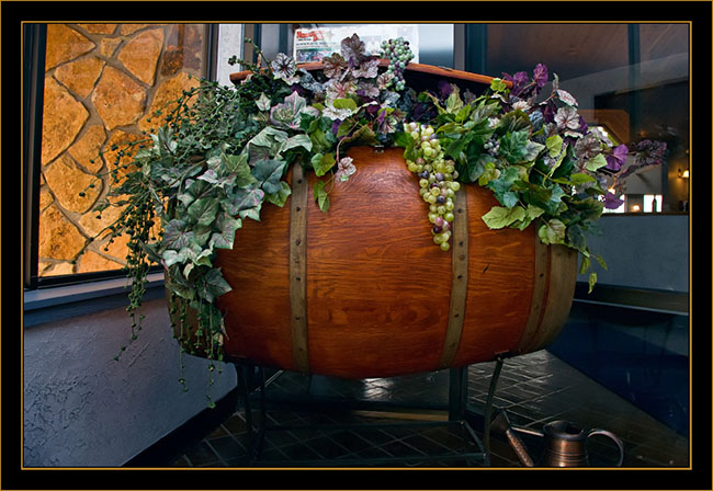 Wine Barrel at Restaurant Entrance - Margie's Bar and Grill - North Platte, Nebraska