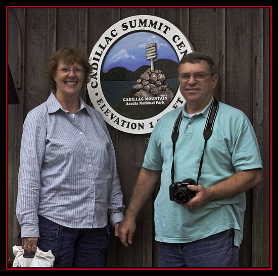 Pam & Steve at the Cadillac (Mountain) Summit Center - Bar Habor, Maine