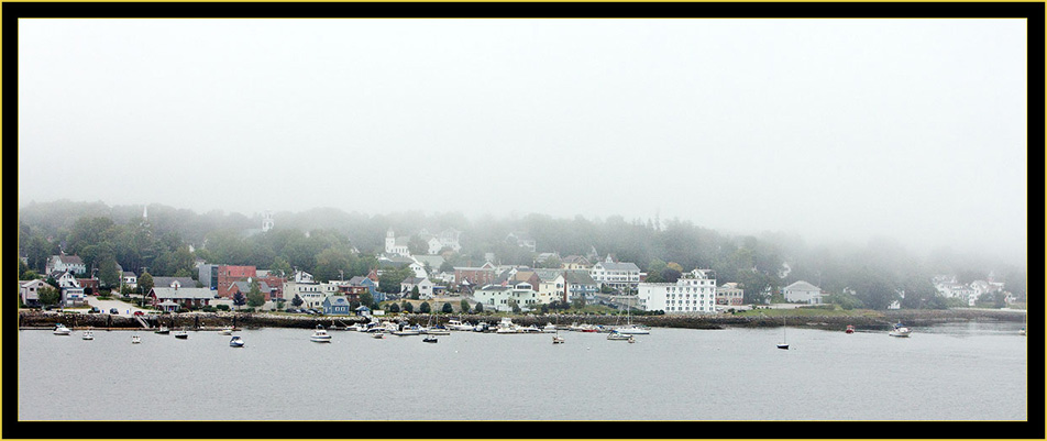 Foggy Morning View of Bucksport from Fort Knox