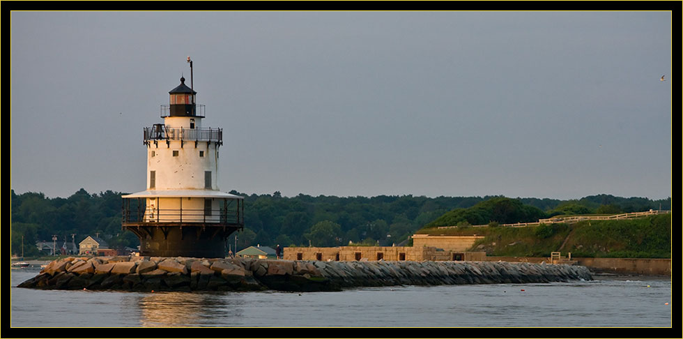 Spring Point Ledge Breakwater & Light with Fort Preble in the distance