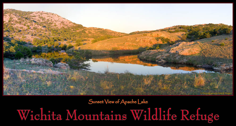 Five Shot Verticle Composite - Sunset at Apache Lake - Wichita Mountains Wildlife Refuge