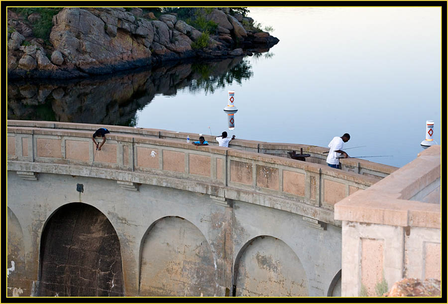 Fishing from the Dam, Quanah Parker Lake - Wichita Mountains Wildlife Refuge