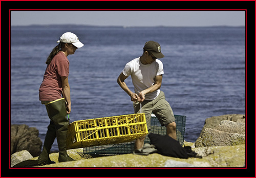 Pam & Mao Moving an Eider Crate - Petit Manan Island - Maine Coastal Islands National Wildlife Refuge