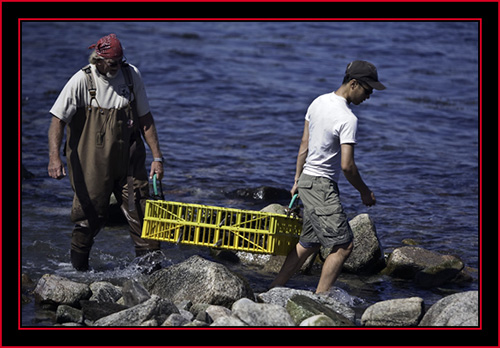 Craig & Mao Moving an Eider Crate - Petit Manan Island - Maine Coastal Islands National Wildlife Refuge