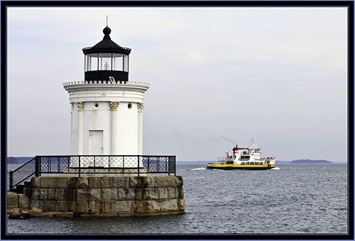 Ferry View from Portland Breakwater Lighthouse - South Portland, Maine