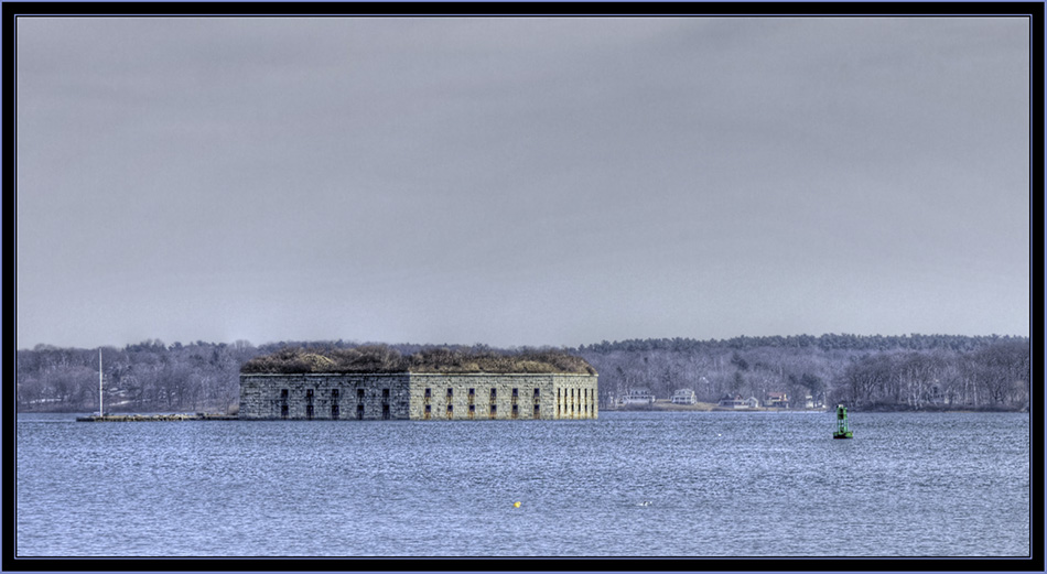 Fort Gorges Viewed from Portland Breakwater Lighthouse - South Portland, Maine