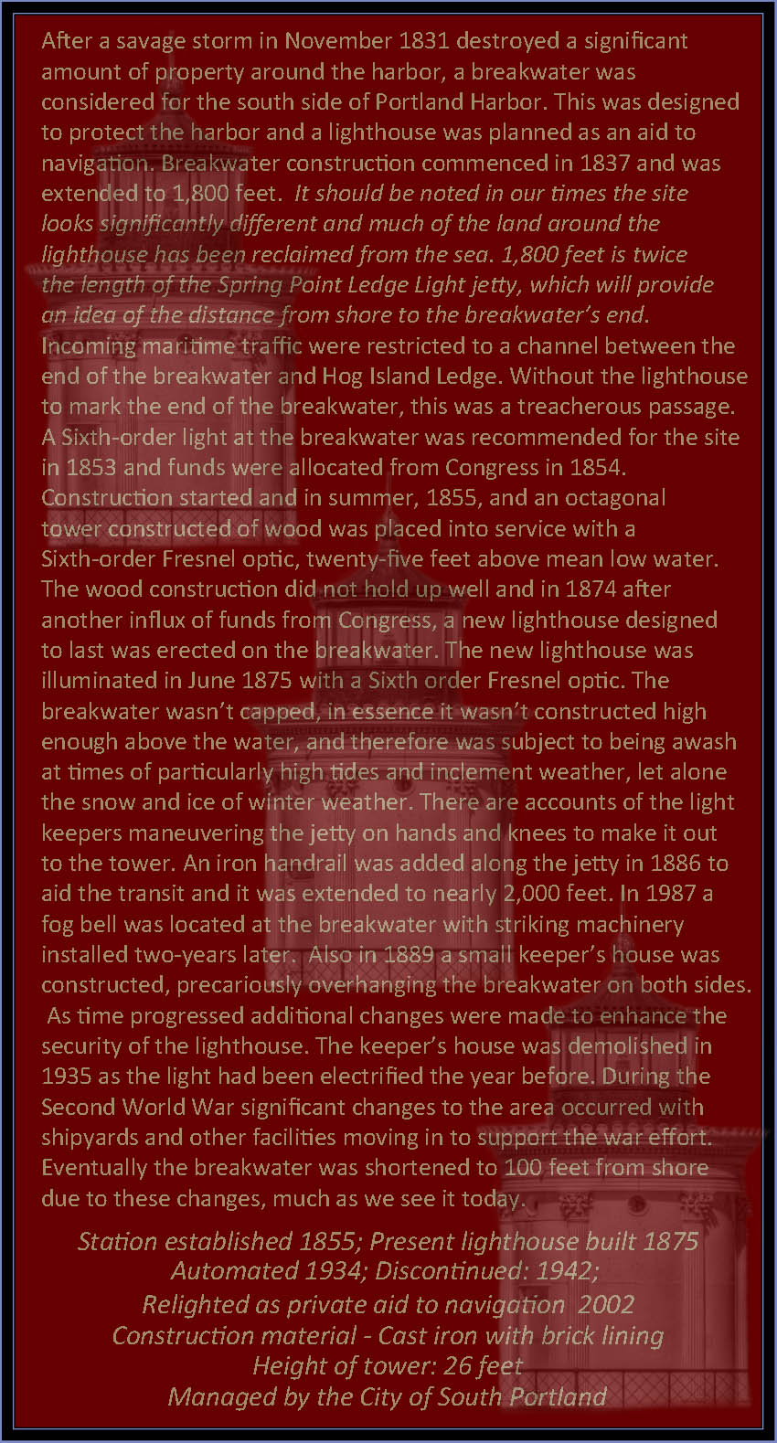 A Brief History of Portland Breakwater Lighthouse - South Portland, Maine