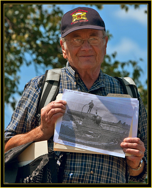 Dr. Joel W. Eastman with Rodman Canon Photograph - Fort Scammell on House Island