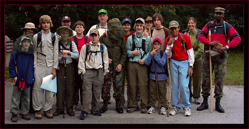 Boy Scout Group prepared for the merit badge hike