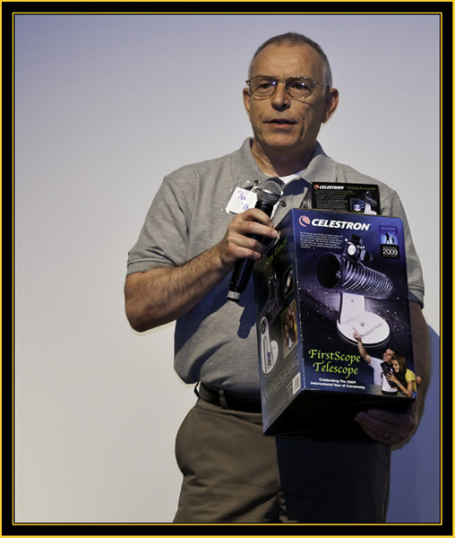 Ron Thompson with a Gift from Southern Maine Astronomers - Space Day 2011