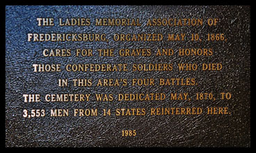 Fredericksburg Cemetery Plaque
